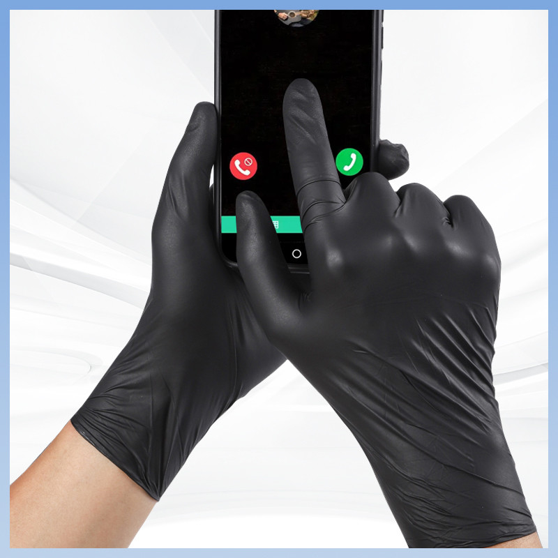 Anti-punción guantes desechables de PVC fácil manejo de animales color negro