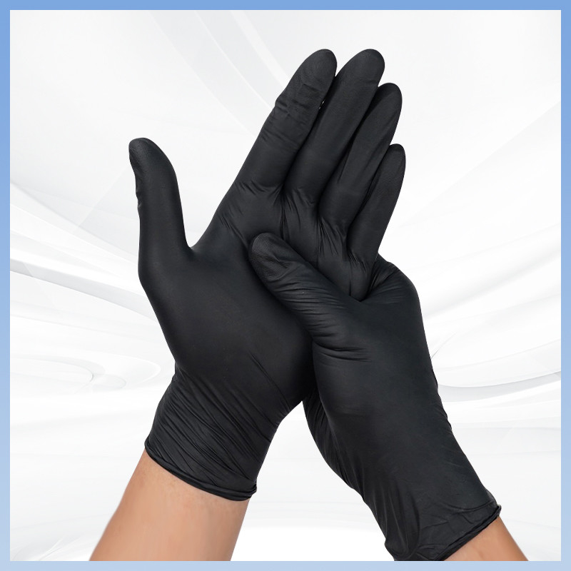 Anti-punción guantes desechables de PVC fácil manejo de animales color negro