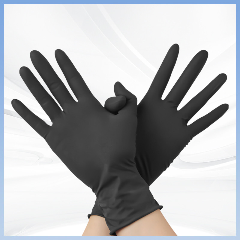 Guantes de examen de látex negro Guantes desechables sin polvo de látex para limpieza de cocina médica