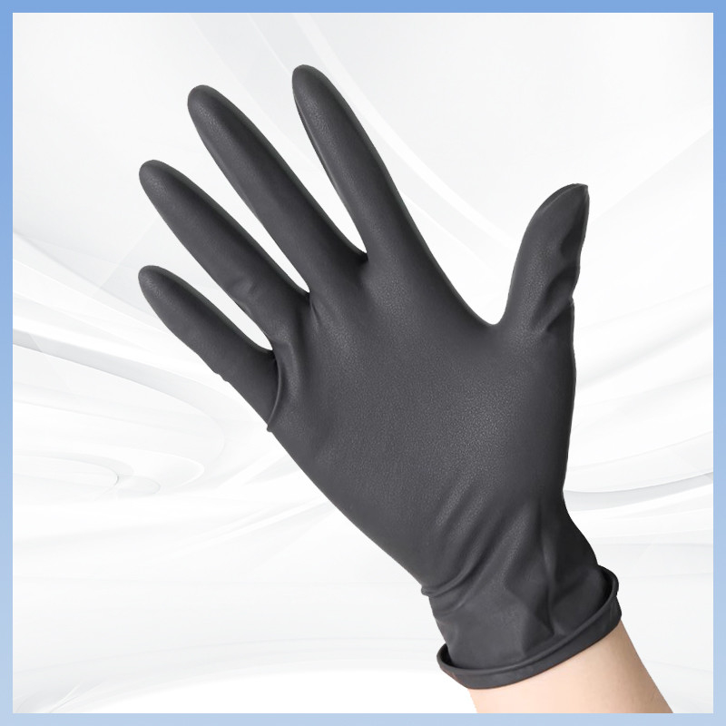 Guantes de examen de látex negro Guantes desechables sin polvo de látex para limpieza de cocina médica