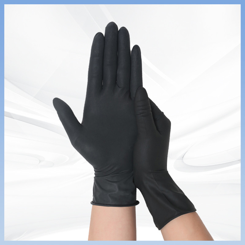Guantes de examen de látex negro Guantes desechables sin polvo de látex para limpieza de cocina médica