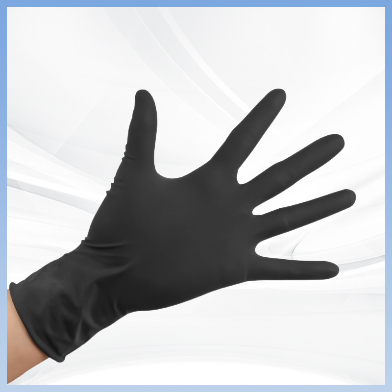 Dedo Negro Antiderrapante Guantes de mano de látex natural Brodería de tatuajes Procesamiento de alimentos Guantes de nitrilo seguros