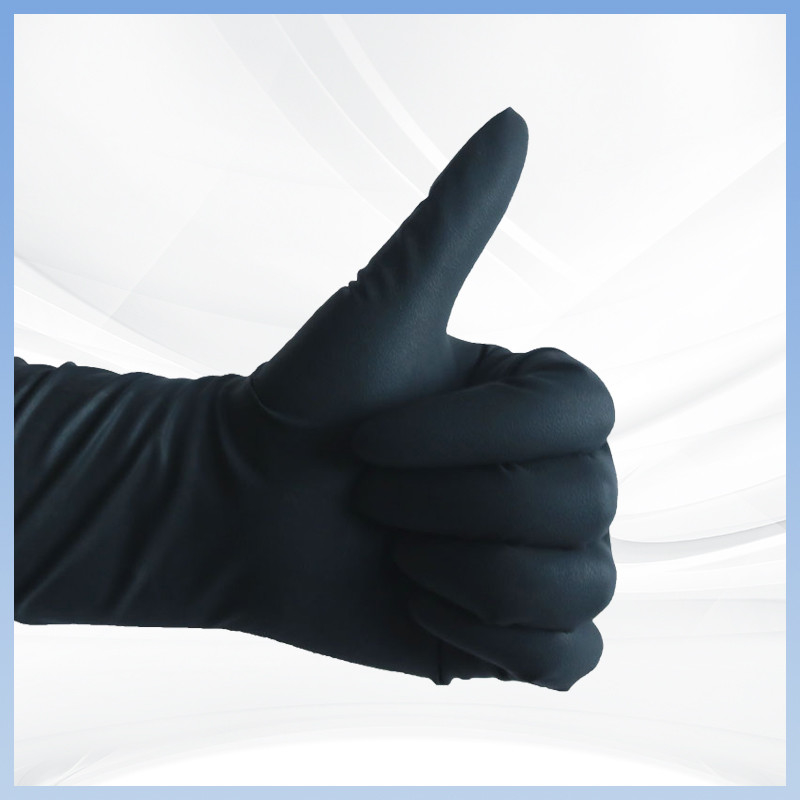 Logotipo personalizable Guantes de látex sin polvo negro Guantes de látex desechables para la personalización de envases de alimentos