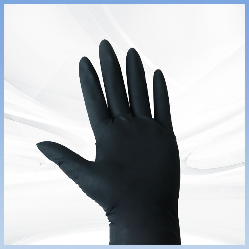 Logotipo personalizable Guantes de látex sin polvo negro Guantes de látex desechables para la personalización de envases de alimentos