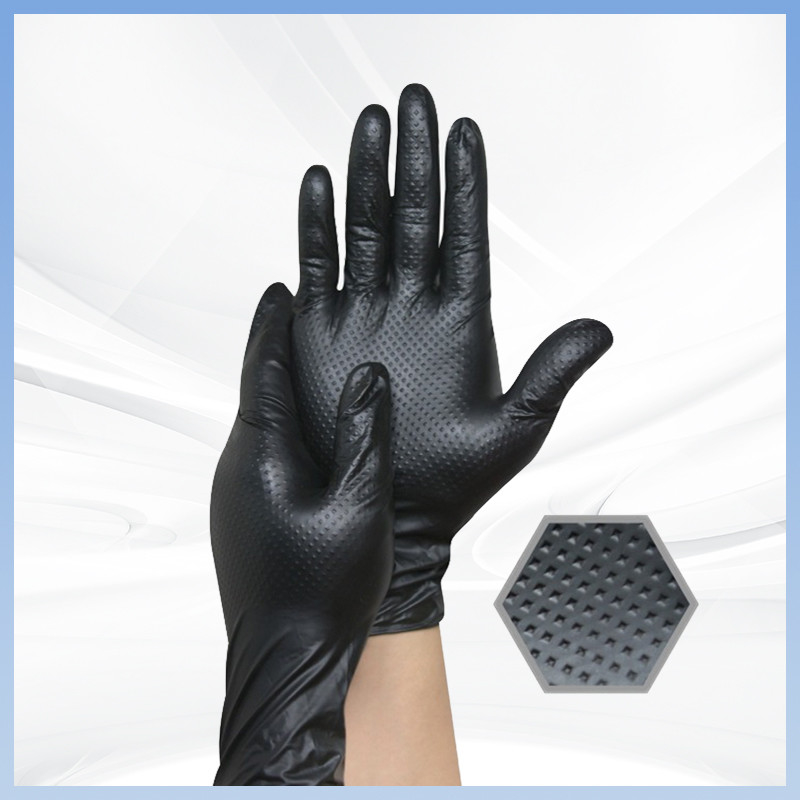 Guantes de seguridad Trabajo de construcción Guantes de nitrilo con textura de diamante Guantes de seguridad de caucho antideslizante Guantes de nitrilo desechables engrosados
