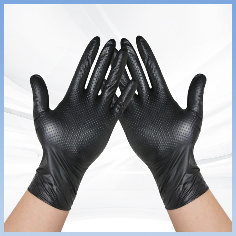 Guantes de seguridad Trabajo de construcción Guantes de nitrilo con textura de diamante Guantes de seguridad de caucho antideslizante Guantes de nitrilo desechables engrosados