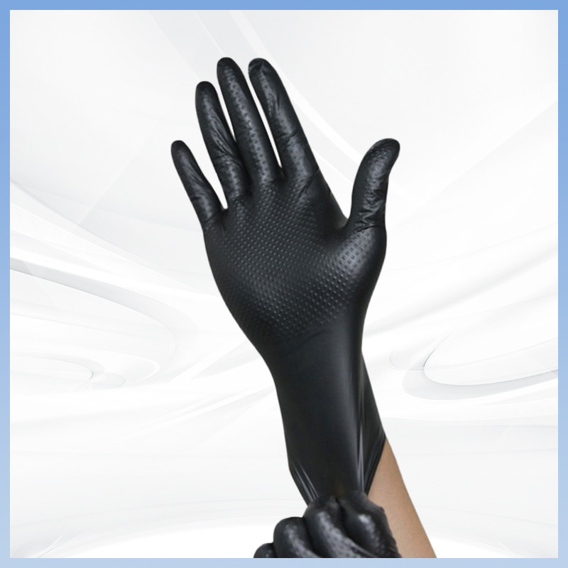 Diamante Negro Guantes Nitrílicos Desechables Sin Polvo Espeso Negro Trabajo de Protección Diaria Disponible Nitrílico Glo